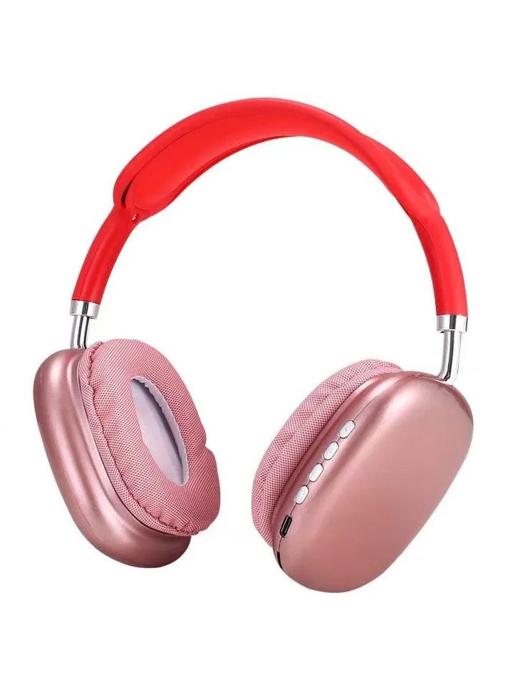 سماعة راس بلوتوث لاسلكية P9 بصوت ستيريو نقي تدعم بطاقة الذاكرة, احمر - Image 1